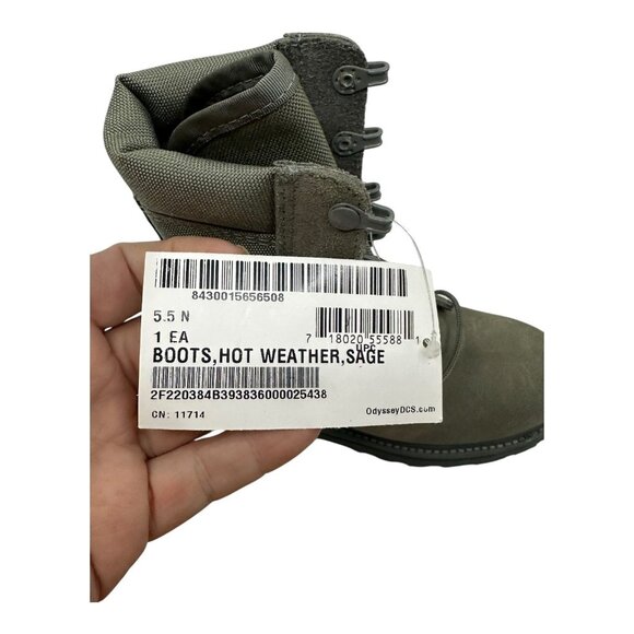 Military Combat Boots 5.5 N Sage Leather & Man-Made Materials Vibram Sole USA - Picture 6 of 12